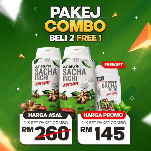 SACHA INCHI SERUM 2 BTL 120ML + 1 SACHA SERUM 70ML PAKEJ COMBO